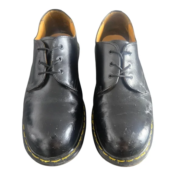 Doc Martens STEEL TOE, Black Leather Gibson Shoes Men's Size 9 - Picture 1 of 8
